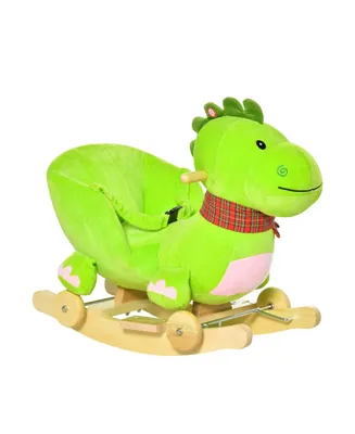 Qaba 2-in-1 Kid Ride on Rolling Rocking Rider Wheeled Plush Dinosaur Toy