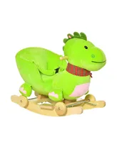 Qaba 2-in-1 Kid Ride on Rolling Rocking Rider Wheeled Plush Dinosaur Toy