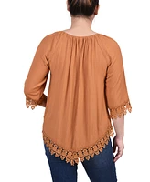 Petite 3/4 Sleeve Peasant Blouse