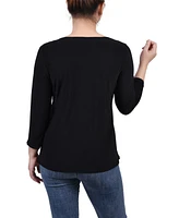 Ny Collection Petite 3/4 Sleeve Cutout Top