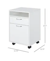 Homcom Mobile File Cabinet Organizer Office Filing Organizer with Key, White