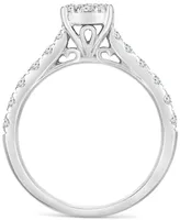 TruMiracle Diamond Halo Engagement Ring (1 ct. t.w.) in 14k White Gold