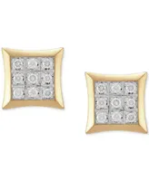 Grown With Love Men's Lab Grown Diamond Square Cluster Stud Earrings (1/2 ct. t.w.) in 10k Gold