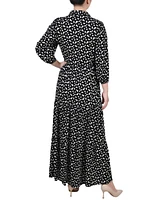 Ny Collection Petite 3/4 Sleeve Crinkle Tiered Maxi Dress