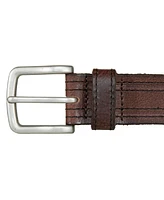 Lucky Brand Men's Antique-Like Leather Belt with Darker Stitching Detail