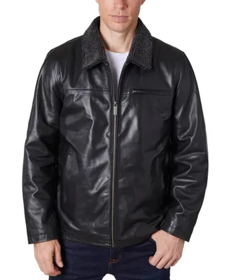 Perry Ellis Men's Zipper Leather Jacket