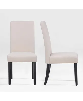 WestinTrends Upholstered Linen Fabric Dining Chair Set of 2