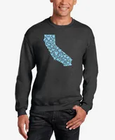 La Pop Art Men's California Hearts Word Crew Neck Sweatshirt