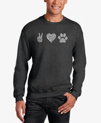 La Pop Art Men's Peace Love Dogs Word Crew Neck Sweatshirt