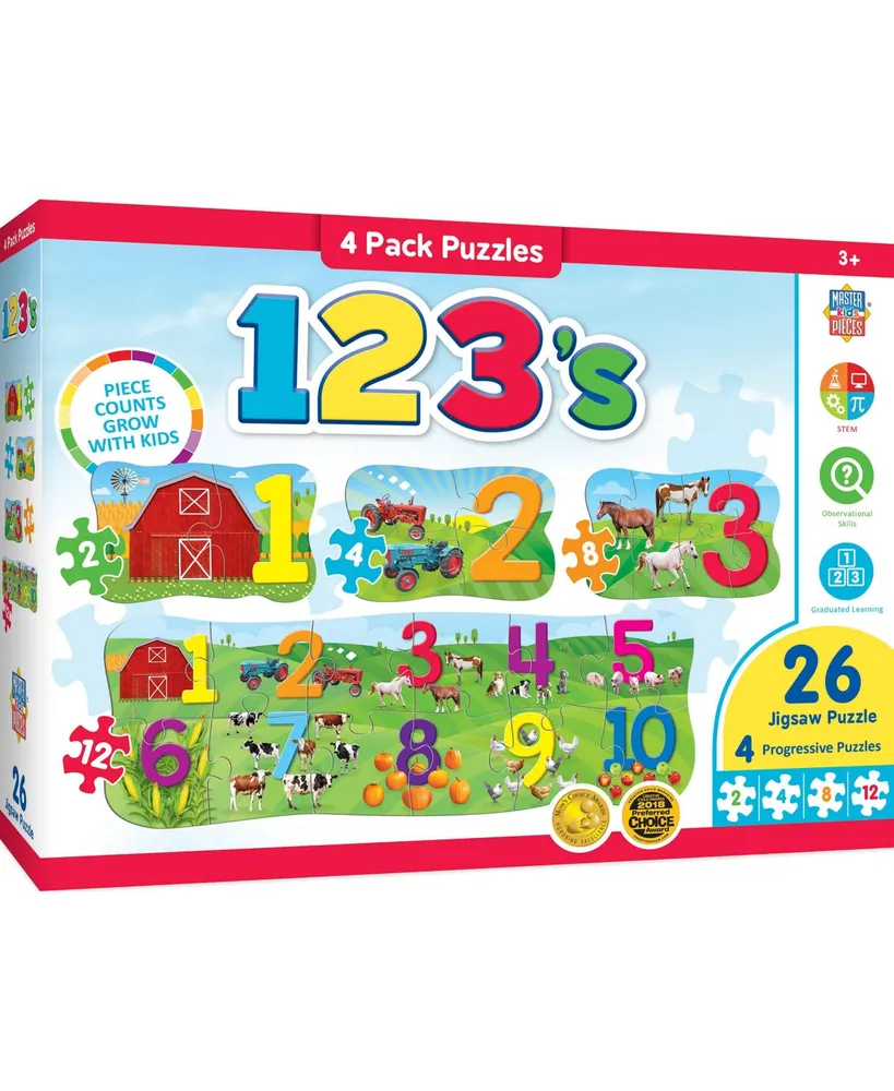 Masterpieces 123's - Educational 4-Pack Jigsaw Puzzles for Kids