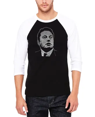 La Pop Art Men's Raglan Baseball 3/4 Sleeve Elon Musk Word T-shirt