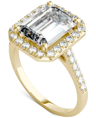 Charles & Colvard Moissanite Emerald-Cut Halo Ring (4 ct. t.w. Diamond Equivalent) 14k Gold