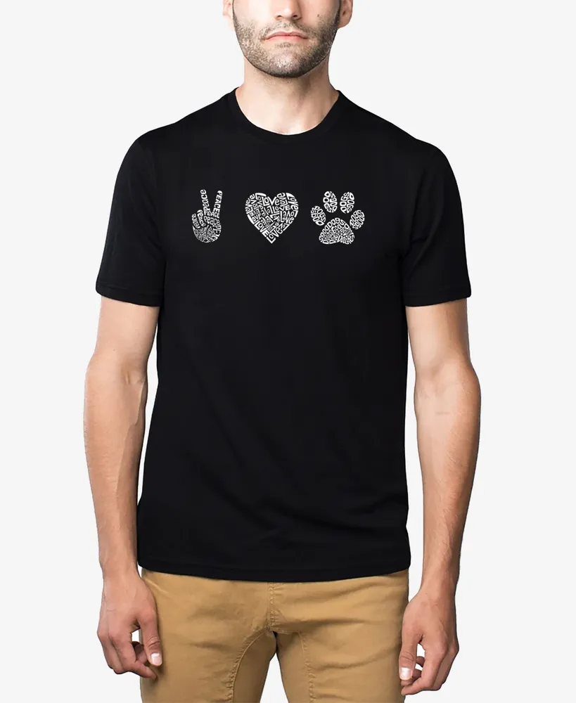 La Pop Art Men's Premium Blend Word Peace Love Dogs T-shirt