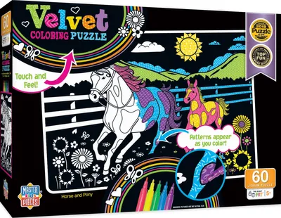 Masterpieces Velvet Coloring - Horse & Pony 60 Piece Jigsaw Puzzle
