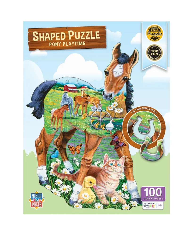Masterpieces Pony Playtime - 100 Piece Shaped Jigsaw Puzzle for kids