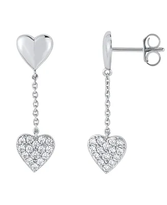 And Now This Cubic Zirconia (0.30 ct.t.w.) Heart Drop Earring - Silver