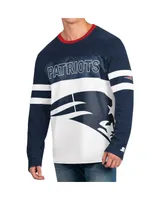 Men's Starter Navy, White New England Patriots Halftime Long Sleeve T-shirt