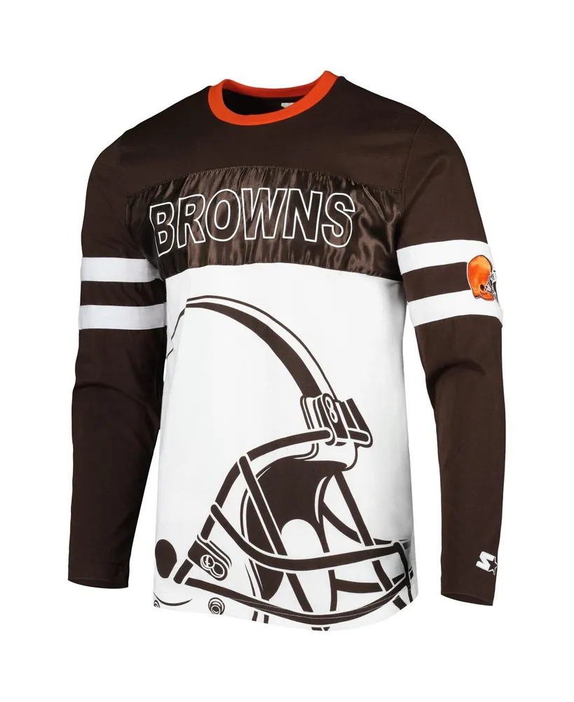 Men's Starter Brown, White Cleveland Browns Halftime Long Sleeve T-shirt