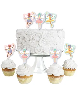 Big Dot of Happiness Let's Be Fairies - Cupcake Toppers Fairy Garden Party Clear Treat Picks - 24 Ct