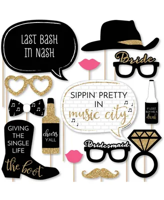 Big Dot of Happiness Nash Bash - Nashville Bachelorette Party Photo Booth Props Kit - 20 Count