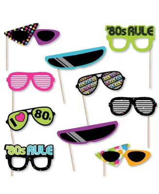 80's Retro Glasses - Paper Totally 1980s Party Photo Booth Props Kit - 10 Count