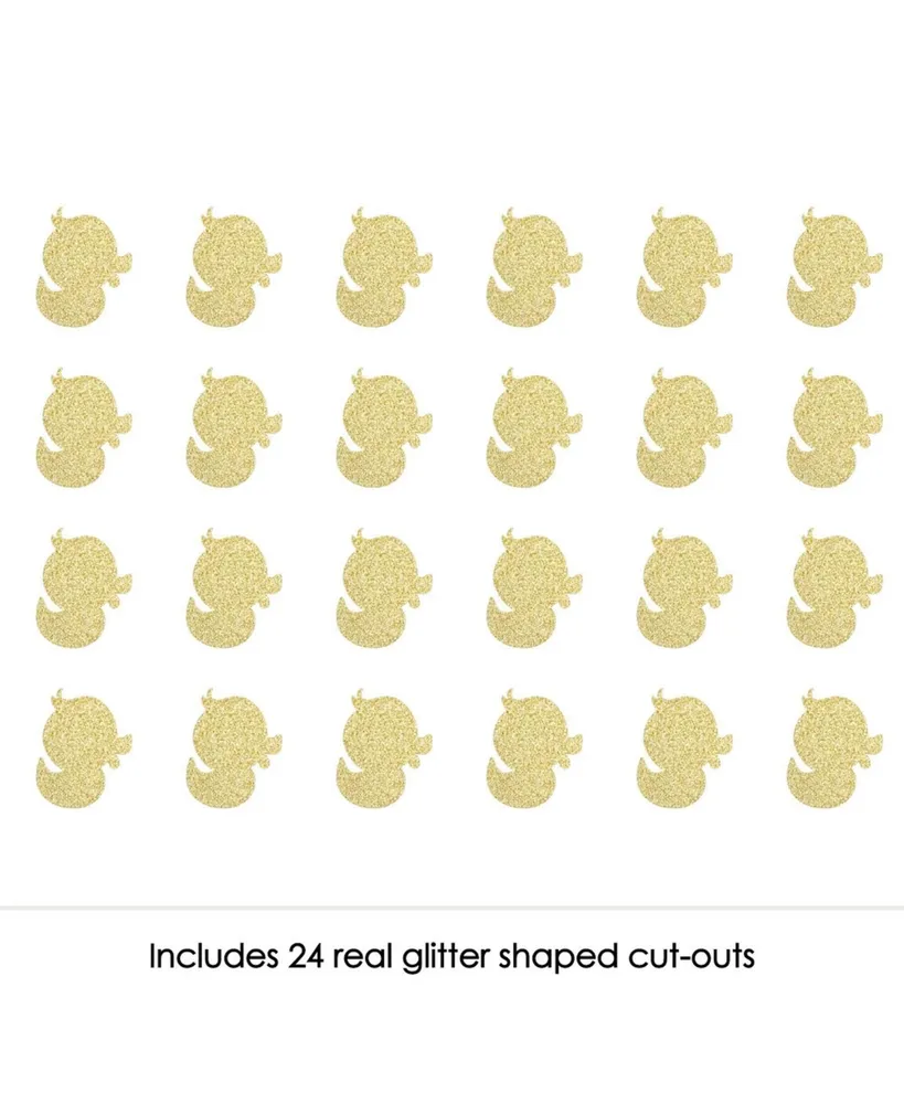 Big Dot of Happiness Gold Glitter Duck - No-Mess Real Gold Glitter Cut-Outs - Party Confetti - 24 Ct