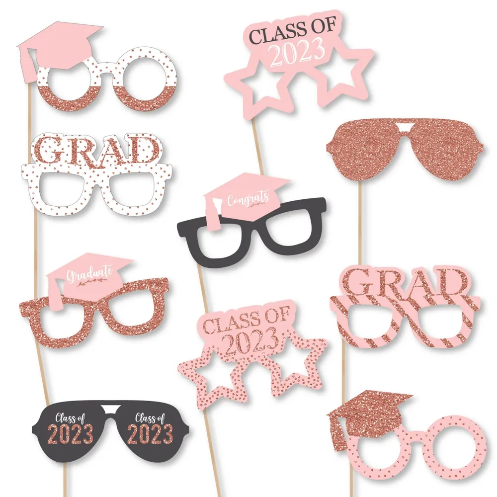 Big Dot Of Happiness Rose Gold Happy New Year Glasses - Paper Card Stock  2024 New Year's Eve Party Photo Booth Props Kit - 10 Count : Target