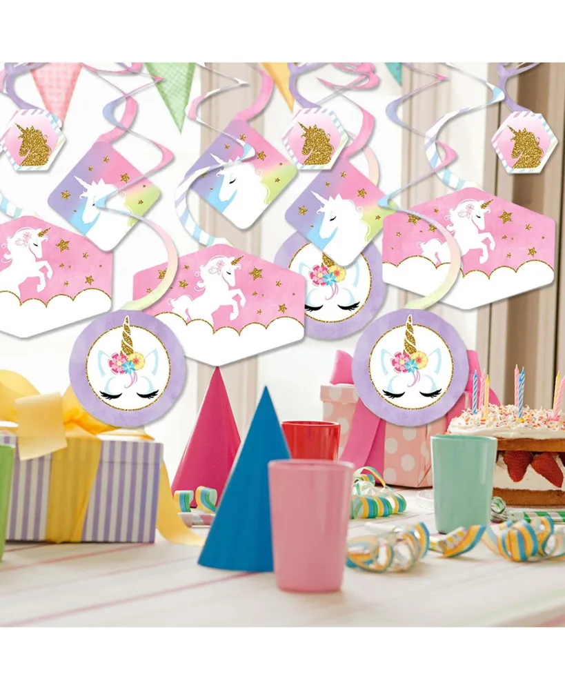 Rainbow Unicorn - Magical Unicorn Party Hanging Decoration Swirls - Set of 40