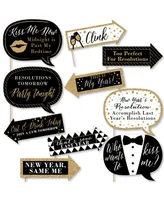 Big Dot of Happiness Funny New Year's Eve - Gold New Years Eve Decor Photo Booth Props Kit 10 Pc