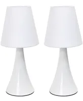 Simple Designs Valencia Colors 2 Pack Mini Touch Table Lamp Set with Fabric Shades