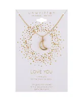 Unwritten 14K Gold Two Tone Flash-Plated Brass Cubic Zirconia Moon "I Love You To The Moon and Back" Shaker Pendant Necklace with Extender