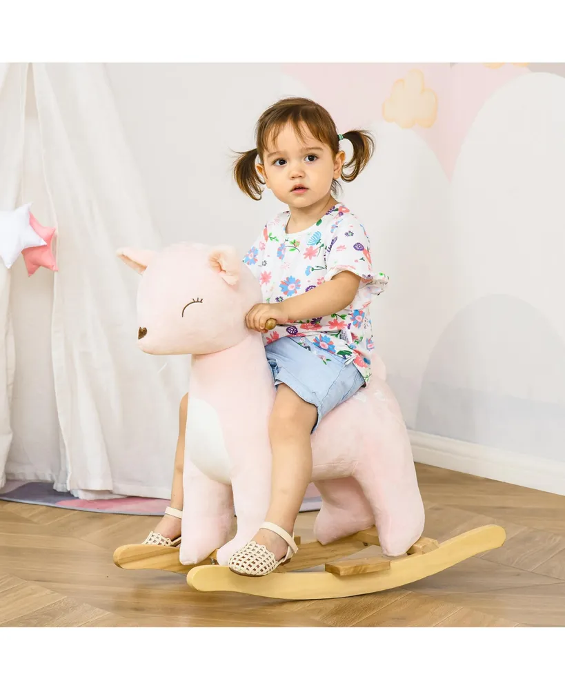 Qaba Kids Soft Ride-On Rocking Horse Deer-shaped Toy w/ Rocker and Sound