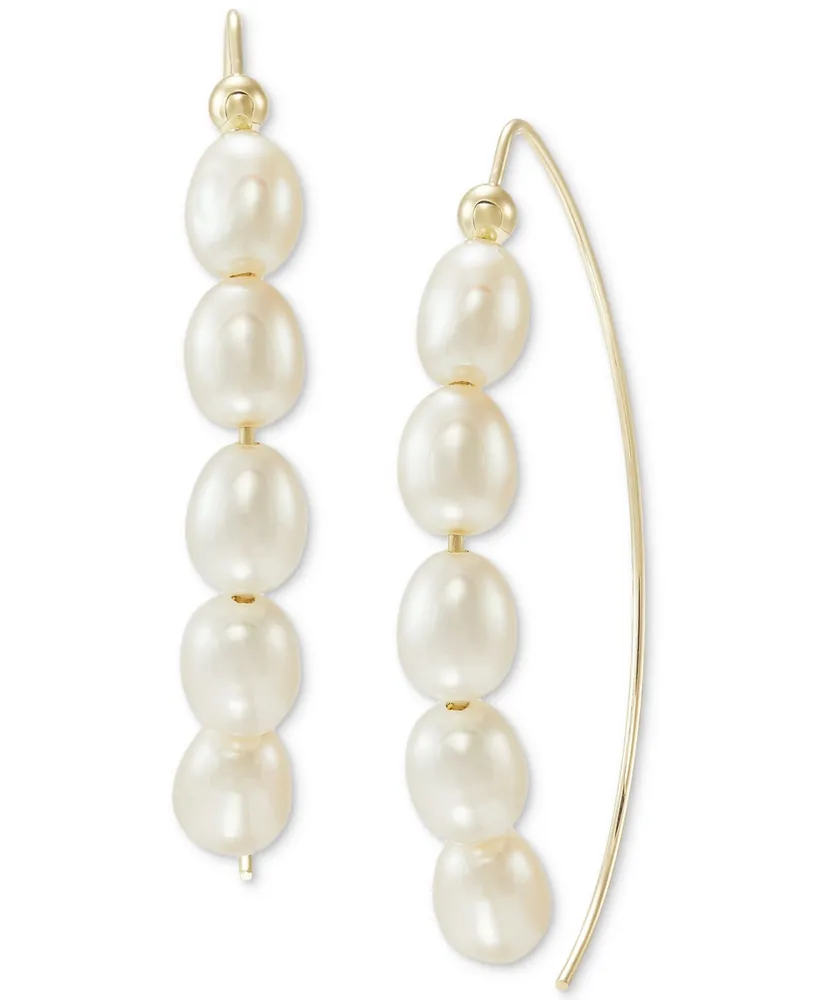 Honora Cultured Freshwater Rice Pearl (5-6mm) Threader Earrings in 10k Gold