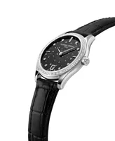 Frederique Constant Women's Swiss Classic Diamond (3/8 ct. t.w.) Black Leather Strap Watch 36mm