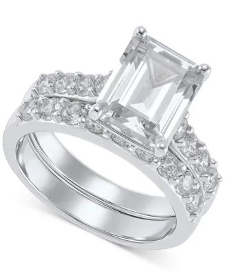 Arabella Sterling Silver Ring Set, Cubic Zirconia Bridal Ring and Band Set  (8 ct. t.w.) - Macy's