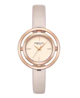Kenneth Cole New York Women's Transparency Dial Nude Genuine Leather Strap Watch 32mm
