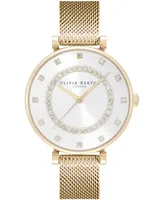 Olivia Burton Women's T-Bar Gold-Tone Stainless Steel Mesh Bracelet Watch 32mm