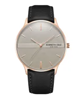 Kenneth Cole New York Men's Modern Classic Black Genuine Leather Strap Watch 42mm