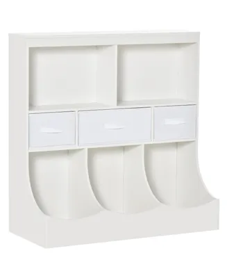 Homcom Kids Storage Organizer Wardrobe Display Bookcase w/ 3 Fabric Drawers