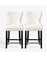 WestinTrends Tufted Velvet Counter Stool (Set of 2