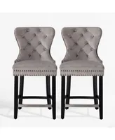 WestinTrends Tufted Velvet Counter Stool (Set of 2)