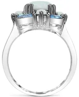 Lab-Grown Opal (1-1/2 ct. t.w.) & Swiss Blue Topaz (1-1/8 ct. t.w.) Cluster Ring in Sterling Silver