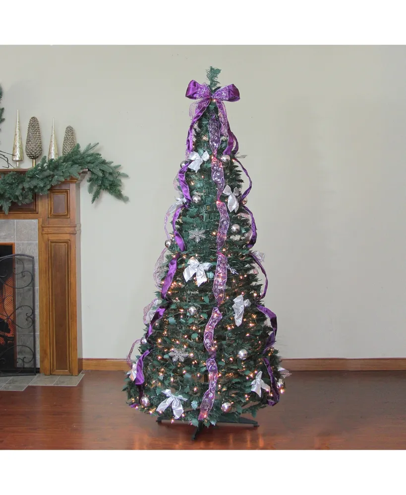 Northlight Pre- Lit Pre-decorated Pop - Up Artificial Christmas Tree With Clear Lights, 6'
