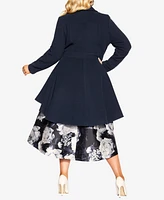 City Chic Women's Hi Lo Frill Coat