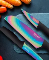 Tomodachi Rainbow Black 12-Pc. Knife Set with Matching Blade Guards, Titanium