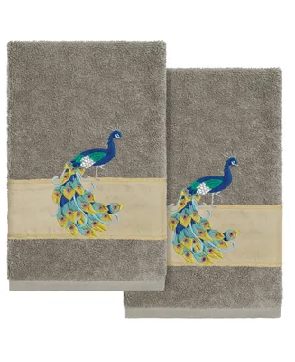 Linum Home Textiles Turkish Cotton Penelope Embellished Hand Towel Set, 2 Piece