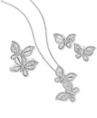 Effy Diamond Butterfly Earrings Ring Necklace Collection In 14k White Gold