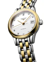 Longines Women's Swiss Automatic Flagship Diamond Accent Two Tone Stainless Steel Bracelet Watch 26mm L42743277