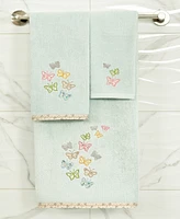 Linum Home Textiles Turkish Cotton Mariposa Embellished Fingertip Towel Set, 2 Piece