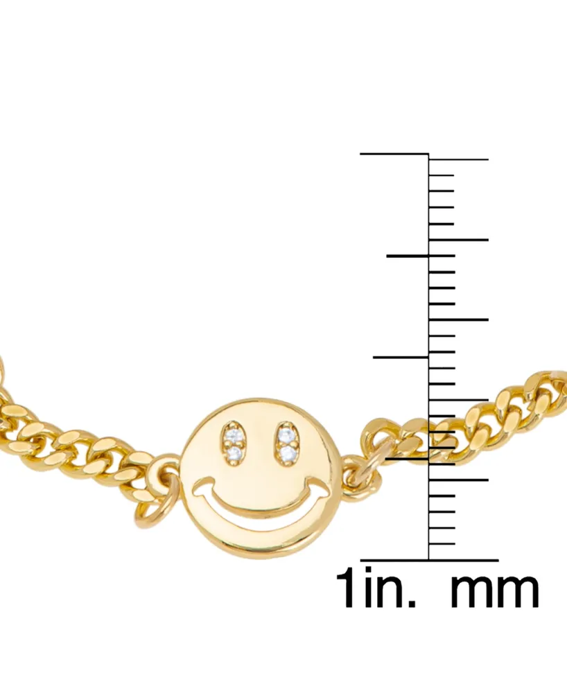 Macy's Gold Plated Cubic Zirconia Smiley Face Bracelet - Gold